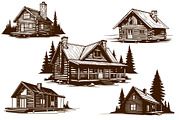 vintage cozy wooden cabin vector, an Object Graphic by e-artdesign (Thumbnail 1 of 6)