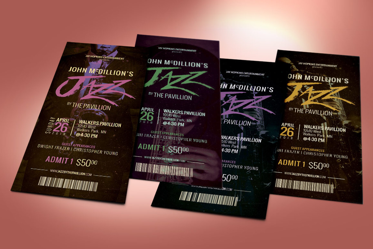 Jazz Concert Ticket Template, a Card Template by Godserv Designs (Photo 8 of 9)