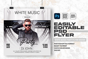 White Music Party Flyer Design, a Flyer Template by Shajib Shikder