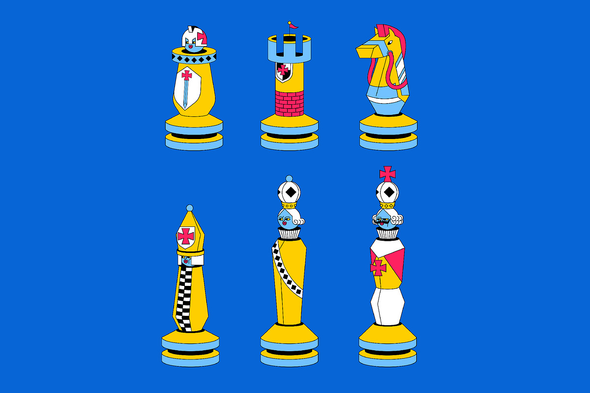 Blue Flat Chess Piece Illustration, an Object Illustration by graphicook
