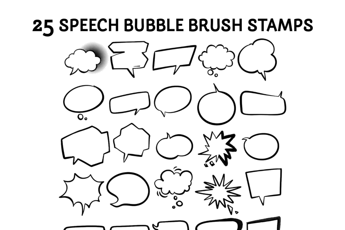 Speech Bubble Stamps for Procreate, a Brush Add-On by An Inkling Of Curry (Photo 2 of 4)