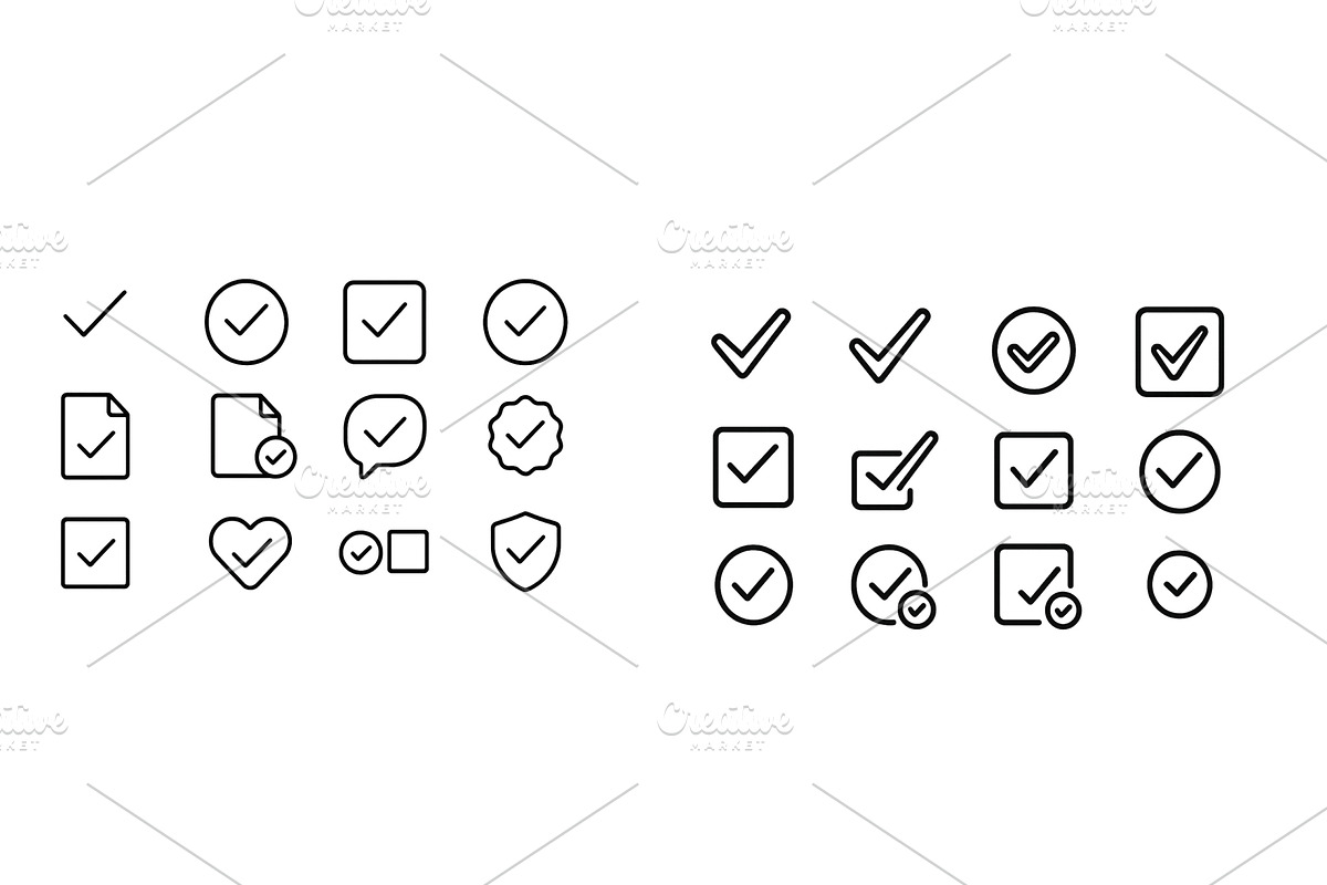 Various checkmark symbols and icons, an Illustration by ZinetroN