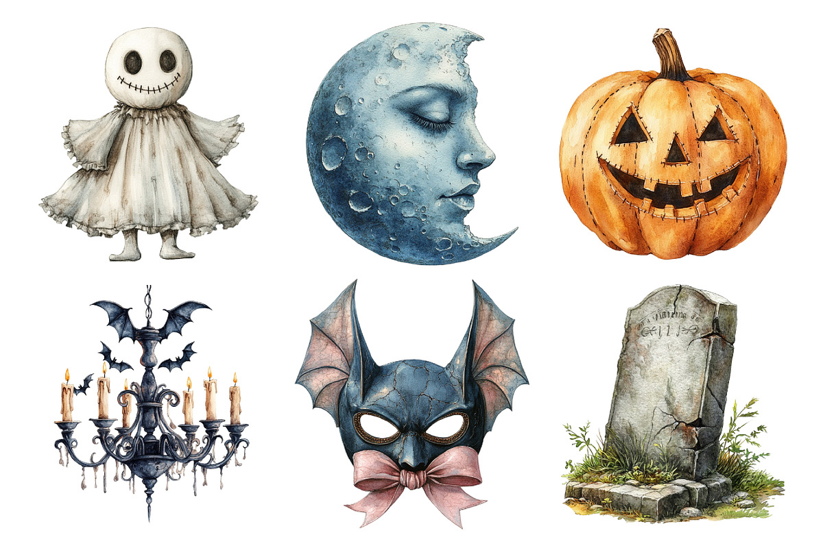 Vintage Creepy Halloween Clipart, an Illustration by Daily.Designs (Photo 5 of 5)