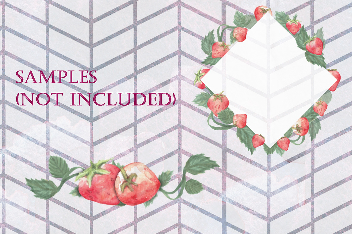 14 Handpainted Strawberry Elements, a Decorative Illustration by Tubigan Art (Photo 3 of 3)