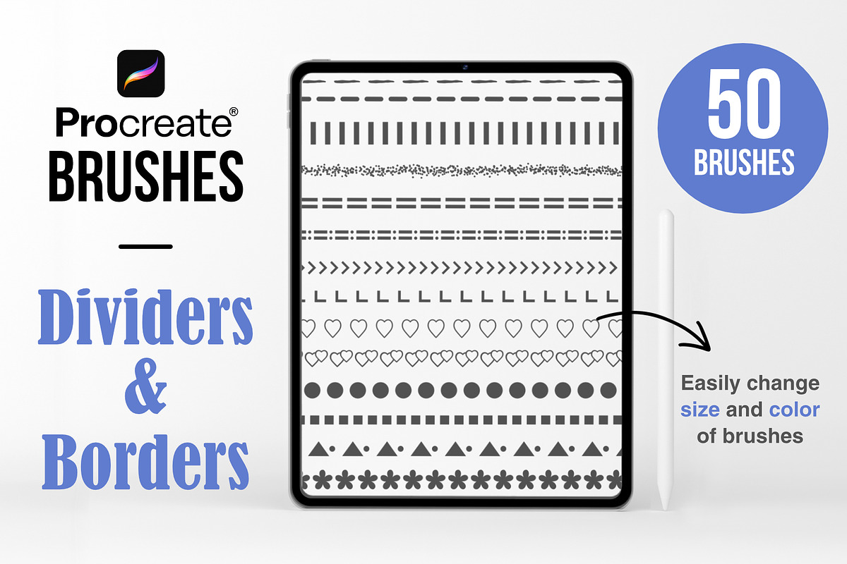 Procreate Brushes-Dividers & Borders, a Brush Add-On by aivos (Photo 1 of 5)