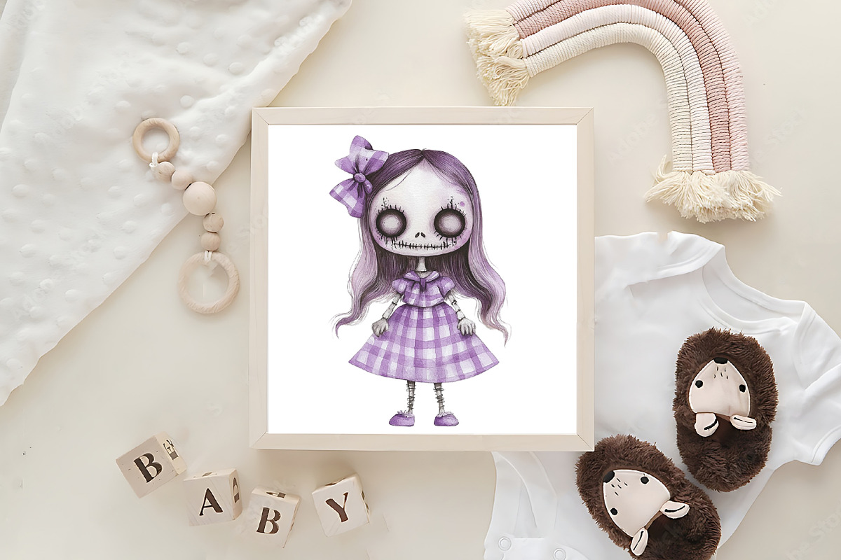 Purple Gingham Halloween Clipart, an Illustration by CraftArtStudio (Photo 6 of 6)