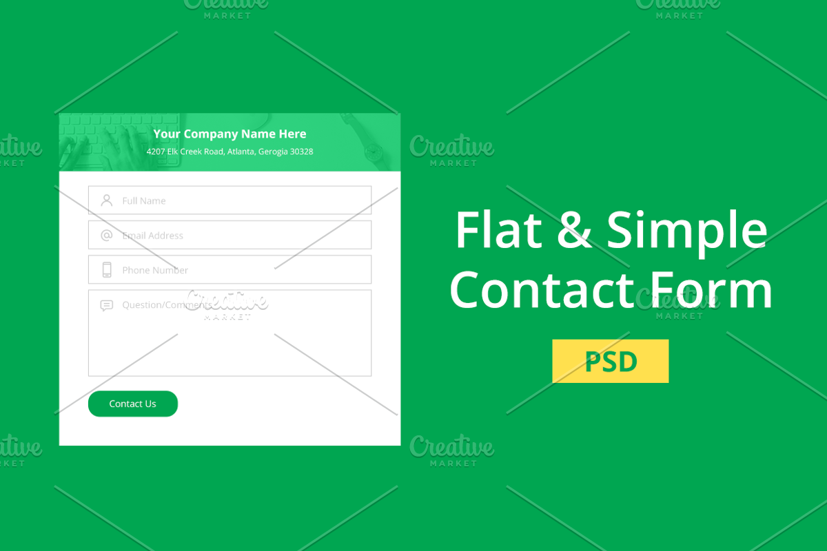 Flat & Simple Contact Form - PSD, a Graphic by Creative Workman