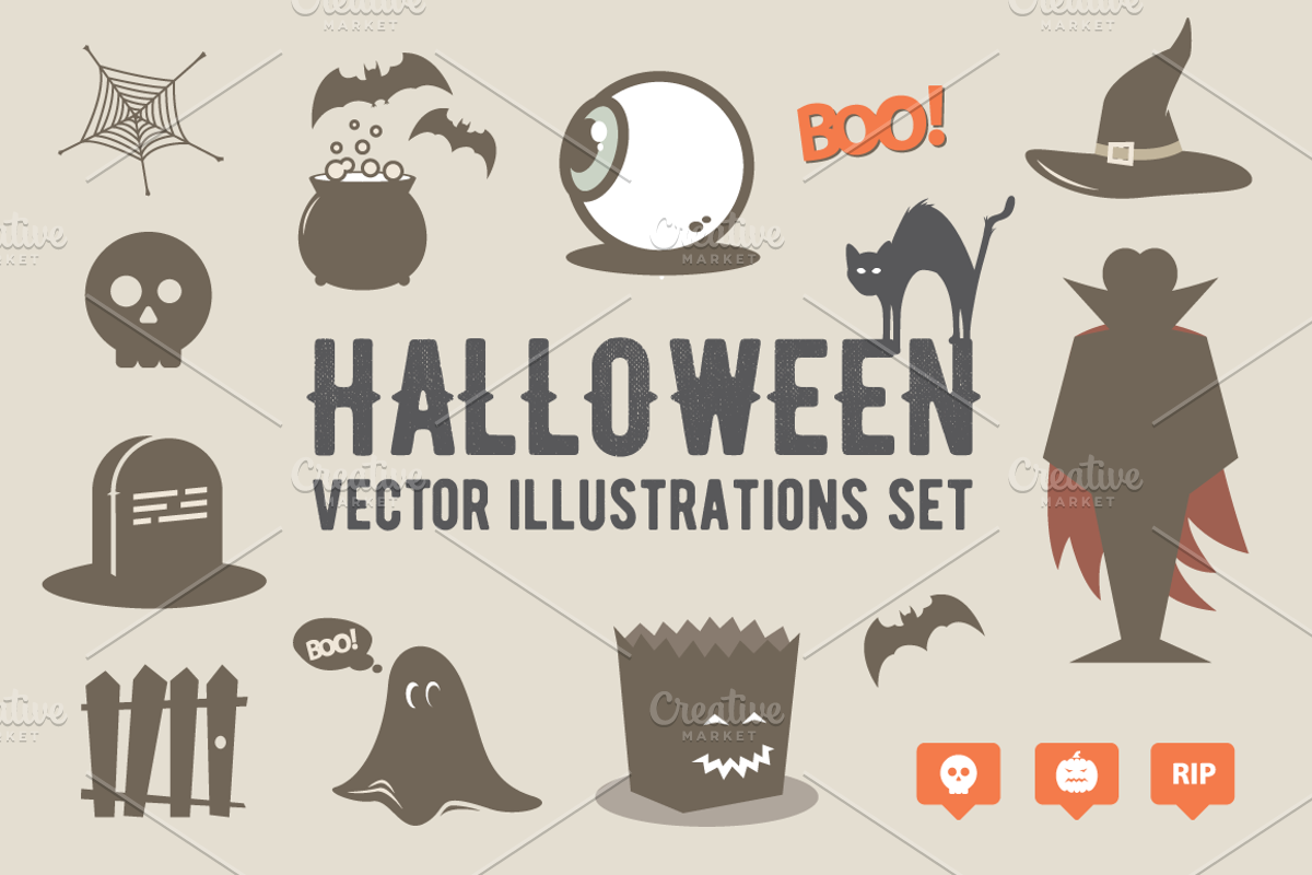 Halloween vector set, an Illustration by kulturrrno (Photo 1 of 2)
