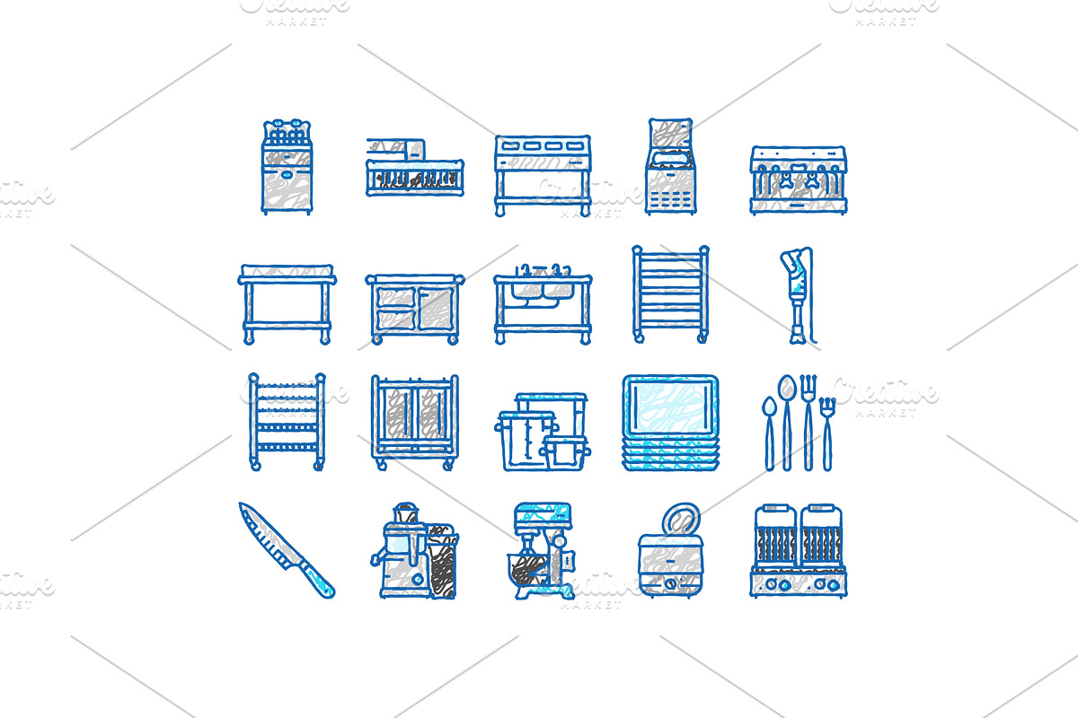 restaurant equipment kitchen cafe, an Object Illustration by pikepicture