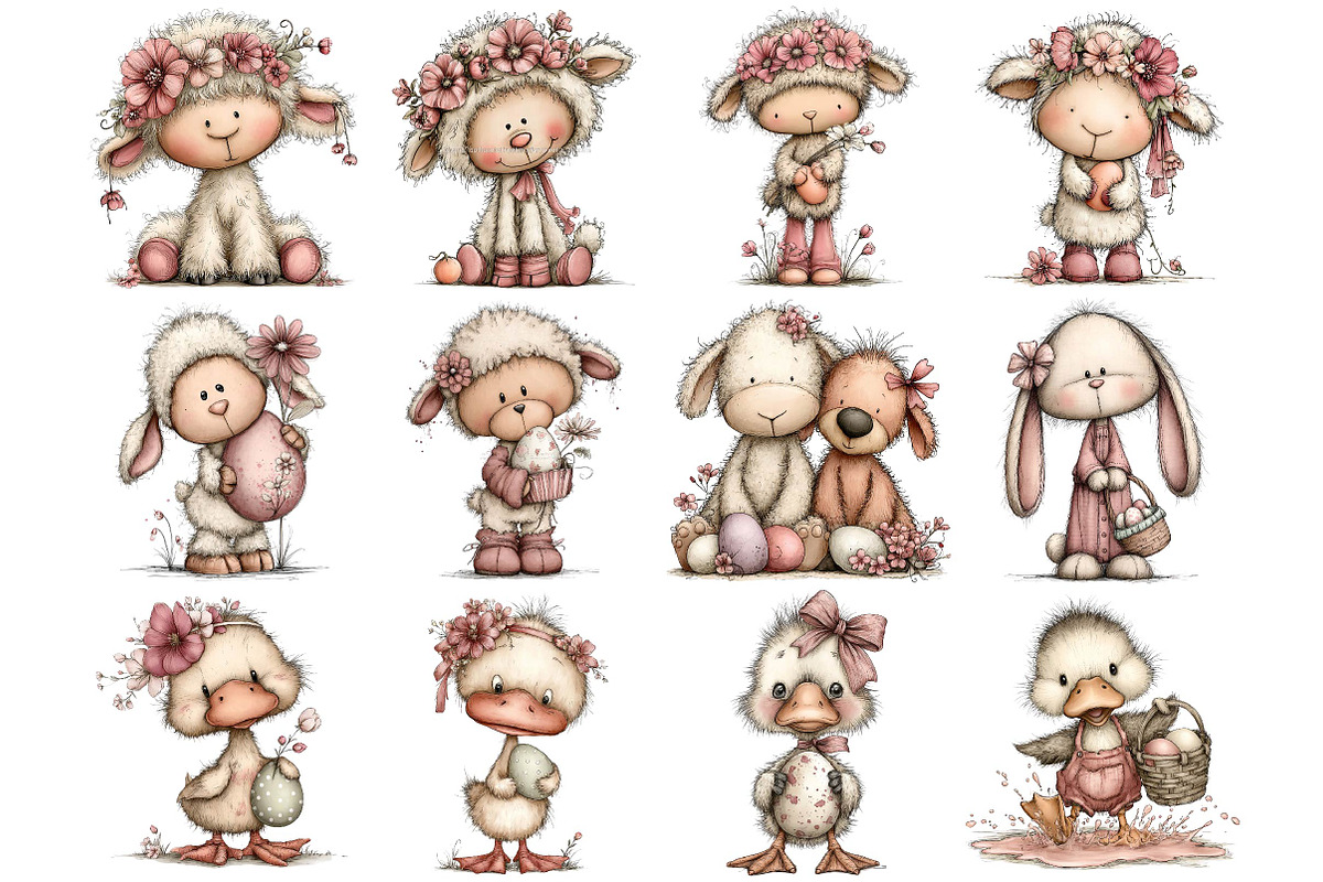 Whimsical Easter Animals Clipart, an Illustration by DreamPrint404 (Photo 5 of 7)