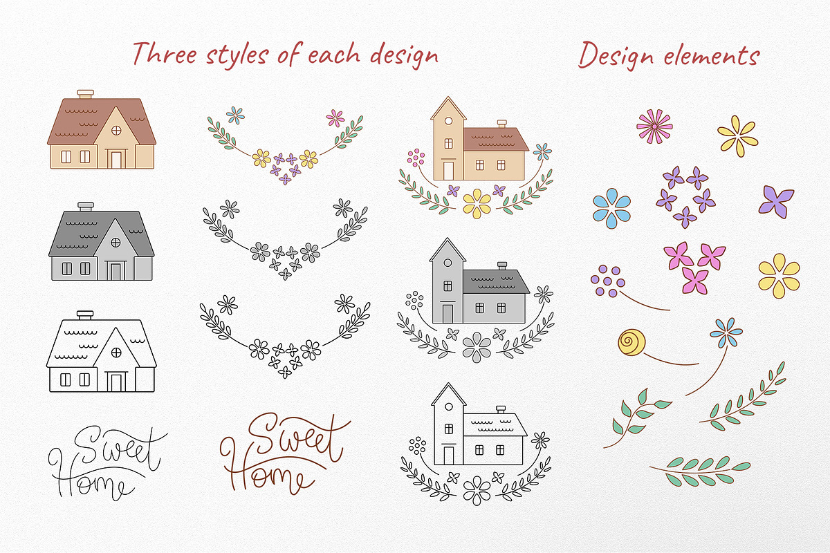 Sweet Home Clipart and Pattern, an Object Graphic by Natali_Zhy (Photo 3 of 4)
