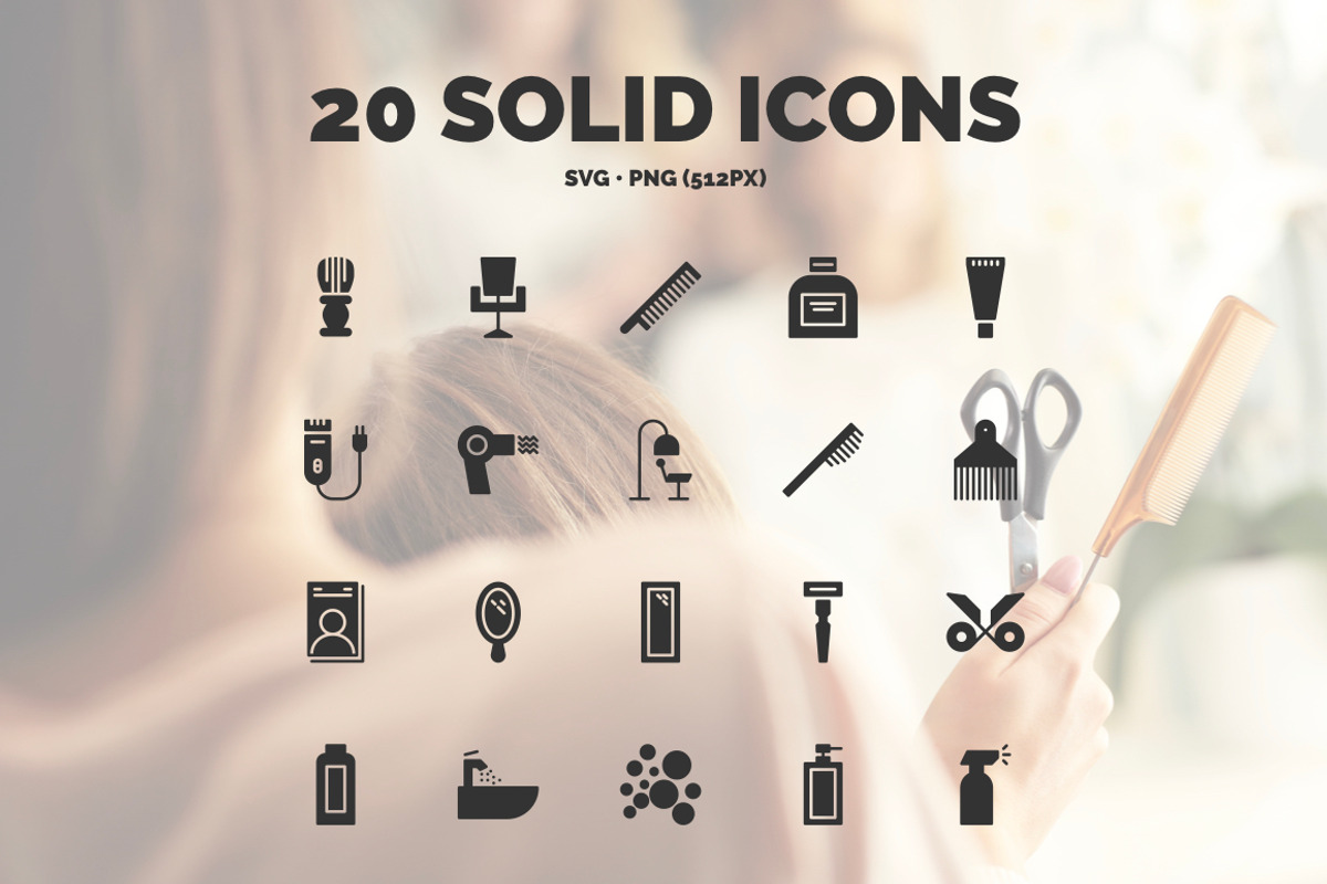 20 Barber Icons in 3 styles, an Icon by IconUncle (Photo 3 of 4)