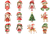 Christmas Elf Clipart, a Seasonal Illustration by CitraGraphics (Thumbnail 2 of 6)