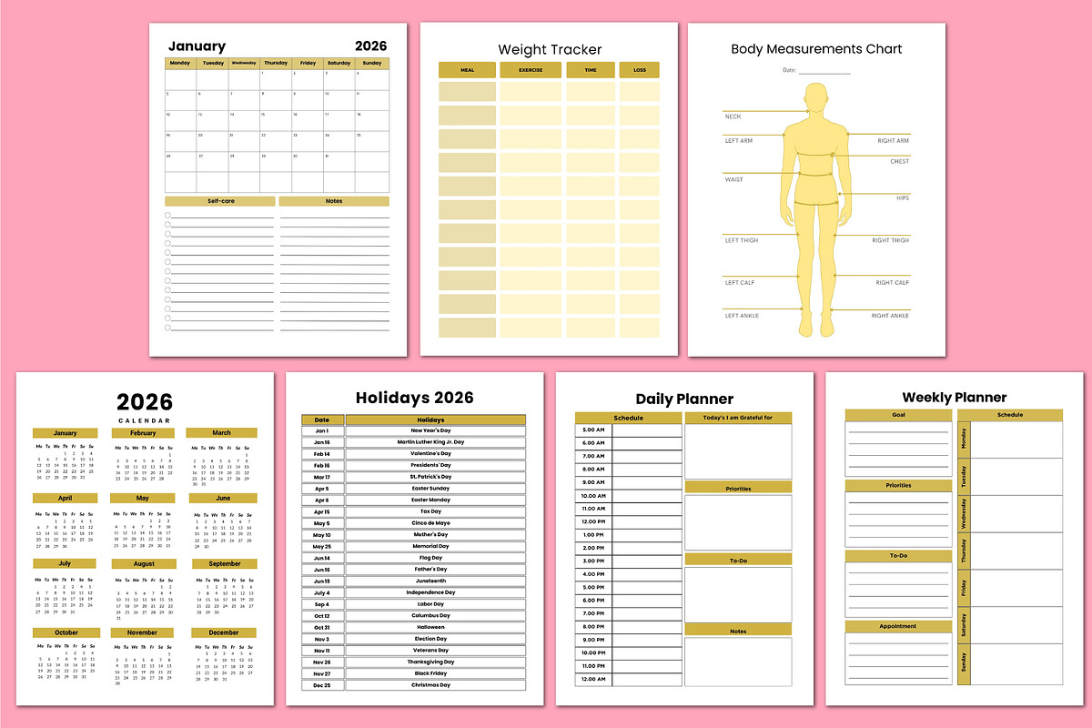 2026 Workout & Nutrition Logbook, a Stationery Template by Shumaya (Photo 2 of 4)