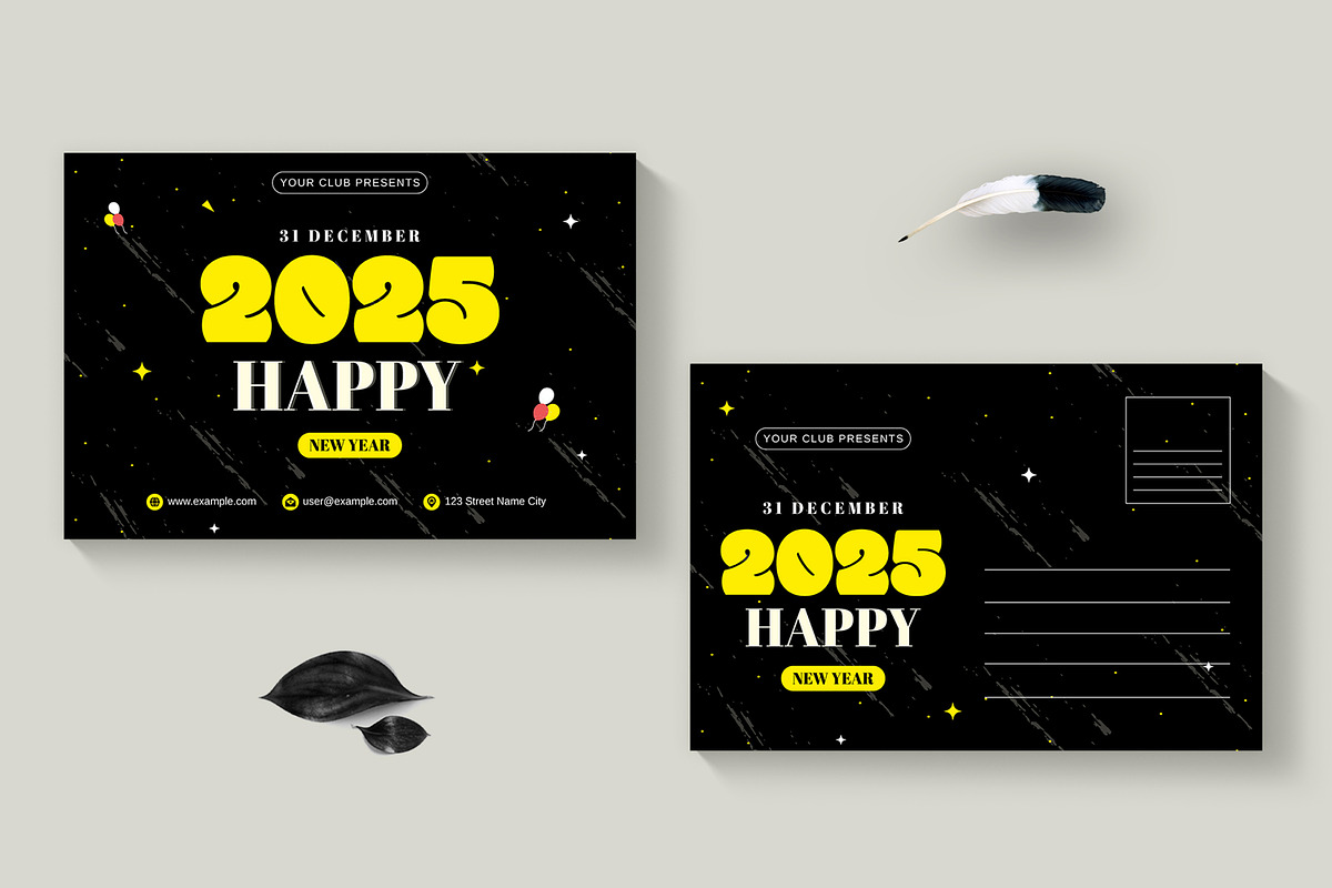 Happy New Post Card design, a Stationery Template by MightyDesign (Photo 1 of 8)
