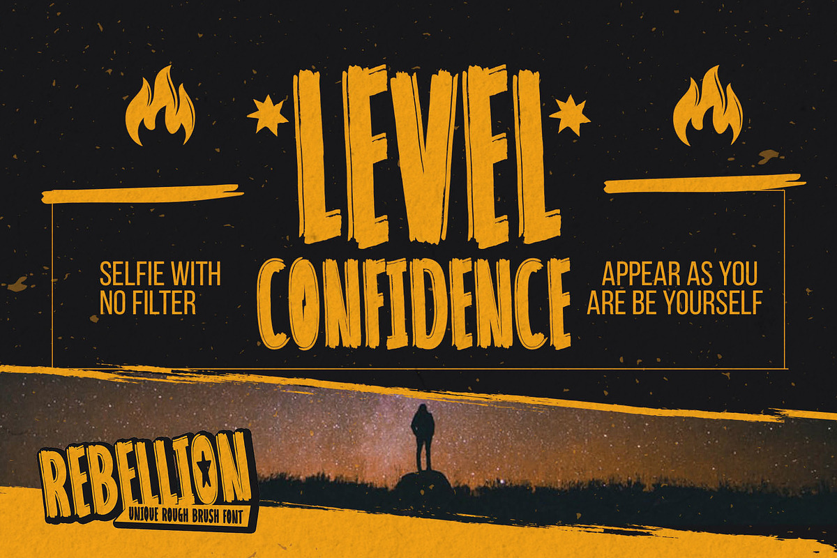 REBELLION - Unique Rough Brush Font, a Font by Gassstype (Photo 4 of 8)
