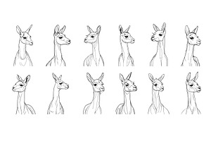 Llama ink sketch vector set. Animal, an Animal Illustration by Stock-Smart-Start