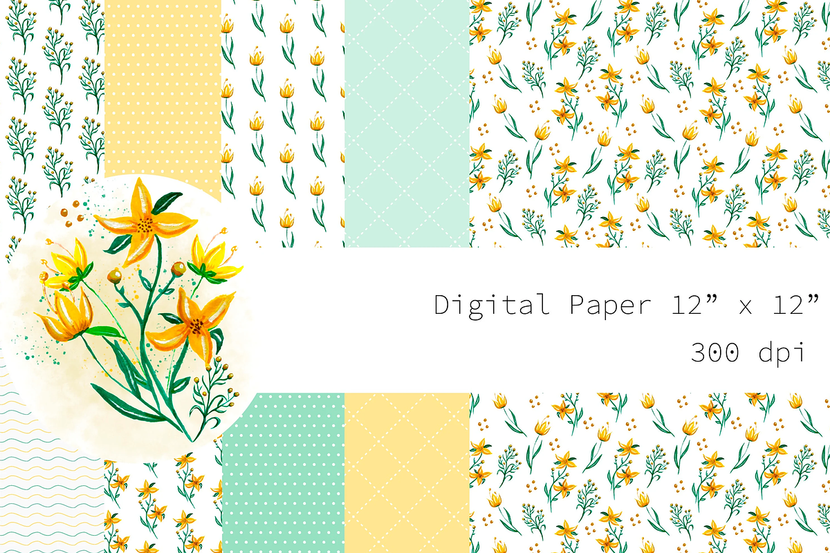Flowers Gouache: cliparts + paper, an Illustration by Lolytop Studio (Photo 1 of 3)