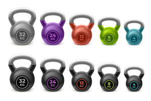 Realistic kettlebells. 3d weight, a Sport Illustration by Stock-Smart-Start