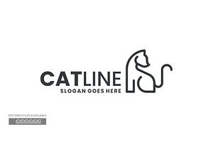 Cat Line Art Logo, a Branding & Logo Template by ivan_artnivora