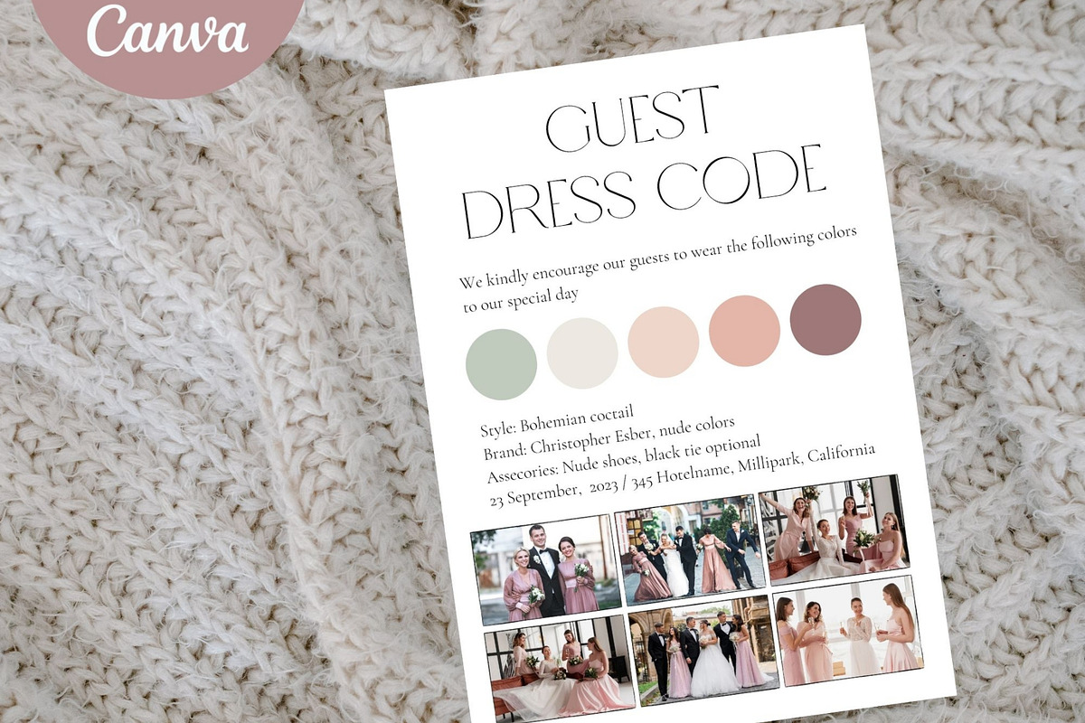 Dresscode card with photo, a Card Template by EvaTemplates (Photo 5 of 5)