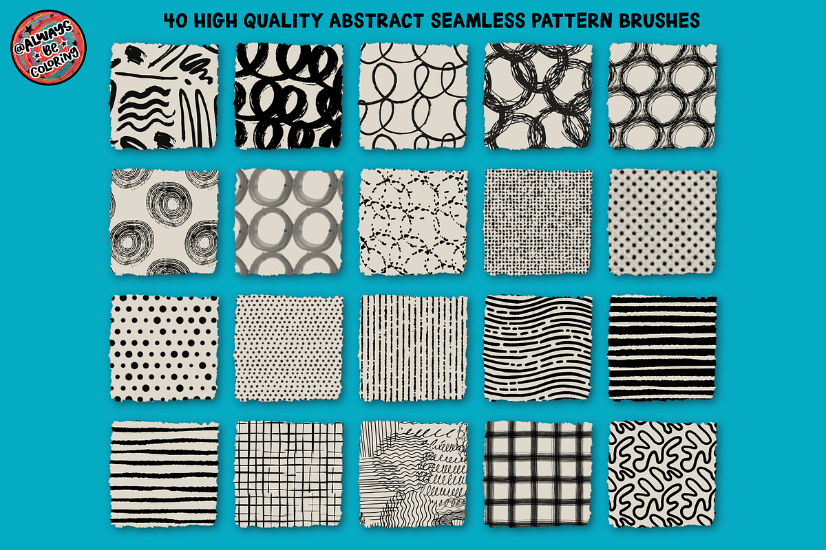 Procreate Vintage Patterns Brush Set, a Brush Add-On by AlwaysBeColoring (Photo 6 of 9)