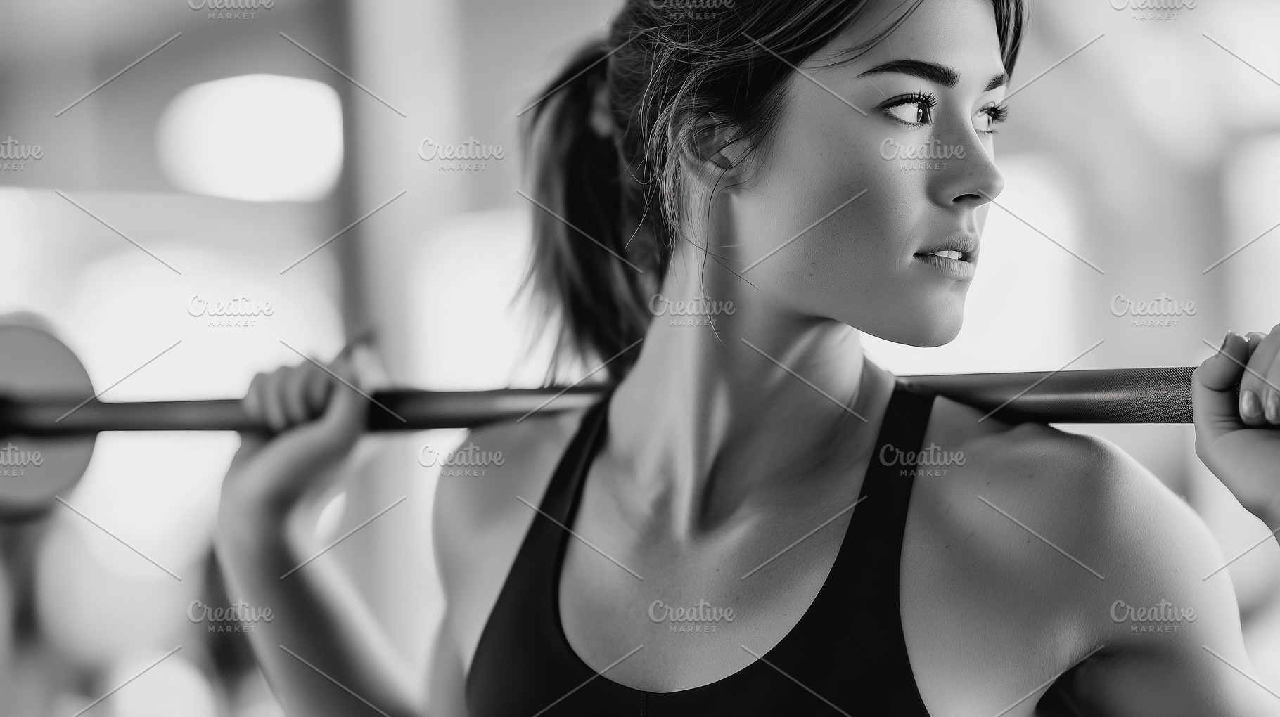 Focused young woman lifts a barbell, a Sports & Recreation Photo by MistyDay