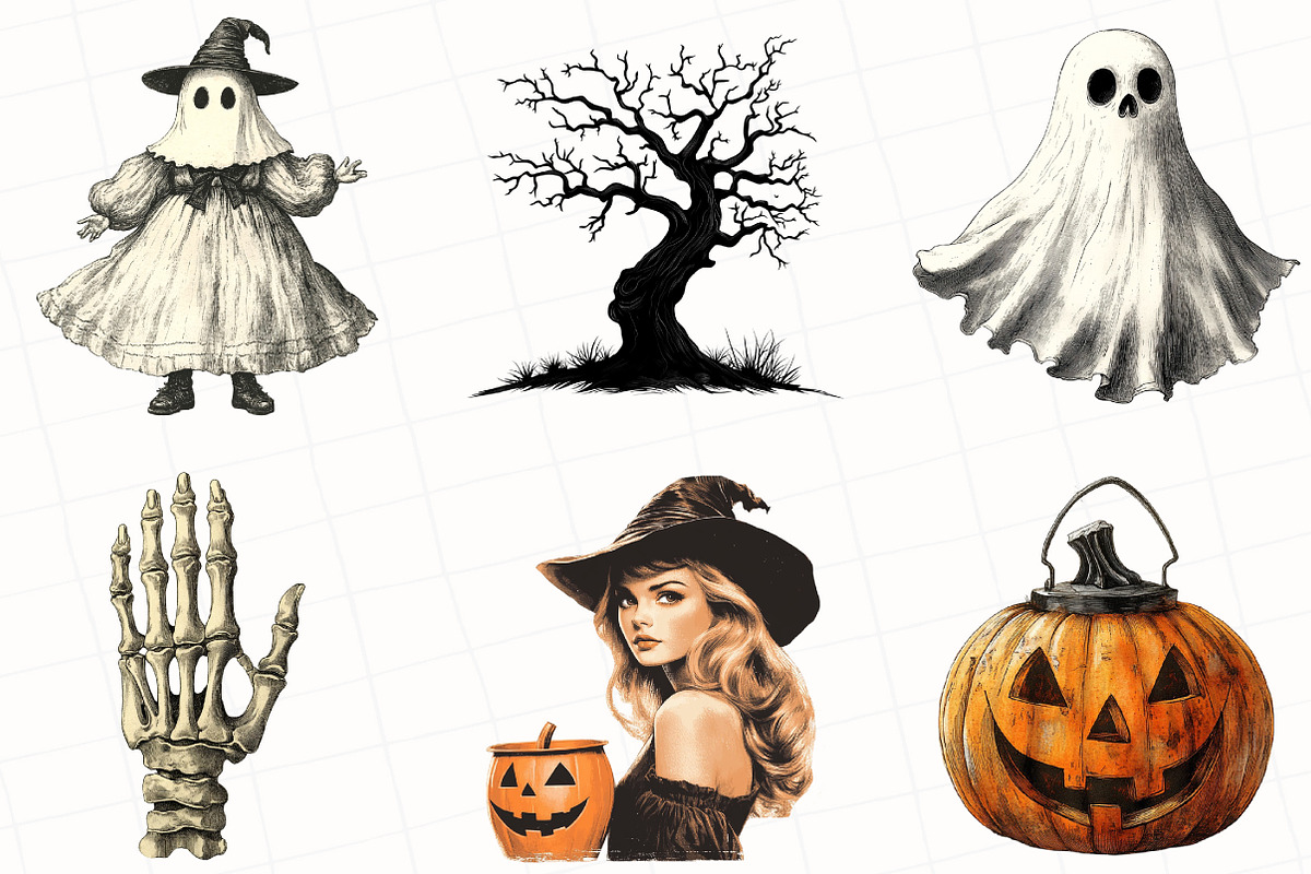 Retro Halloween Clipart, an Illustration by OK Design (Photo 3 of 5)