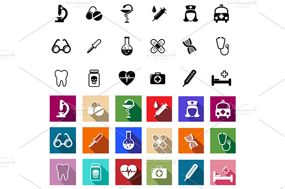 Flat Medical Icons Set