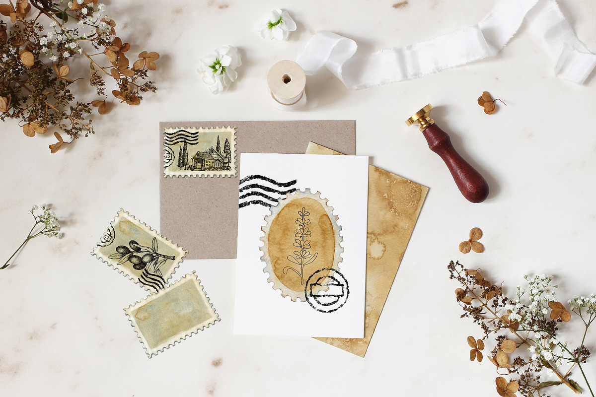 Postal clipart, blank postage stamps, an Object Illustration by Artmanata (Photo 9 of 10)