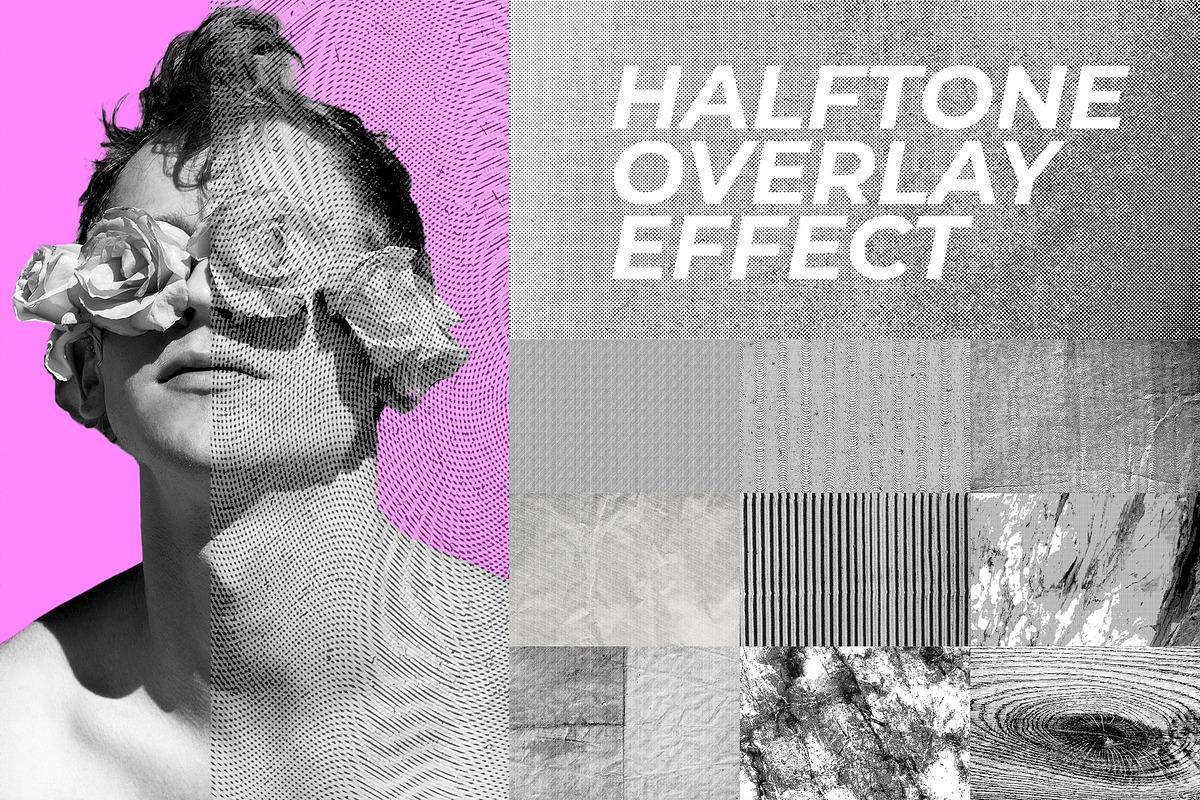 20 Halftone Pattern Effect Overlay, a Layer Style Add-On by UInstrument