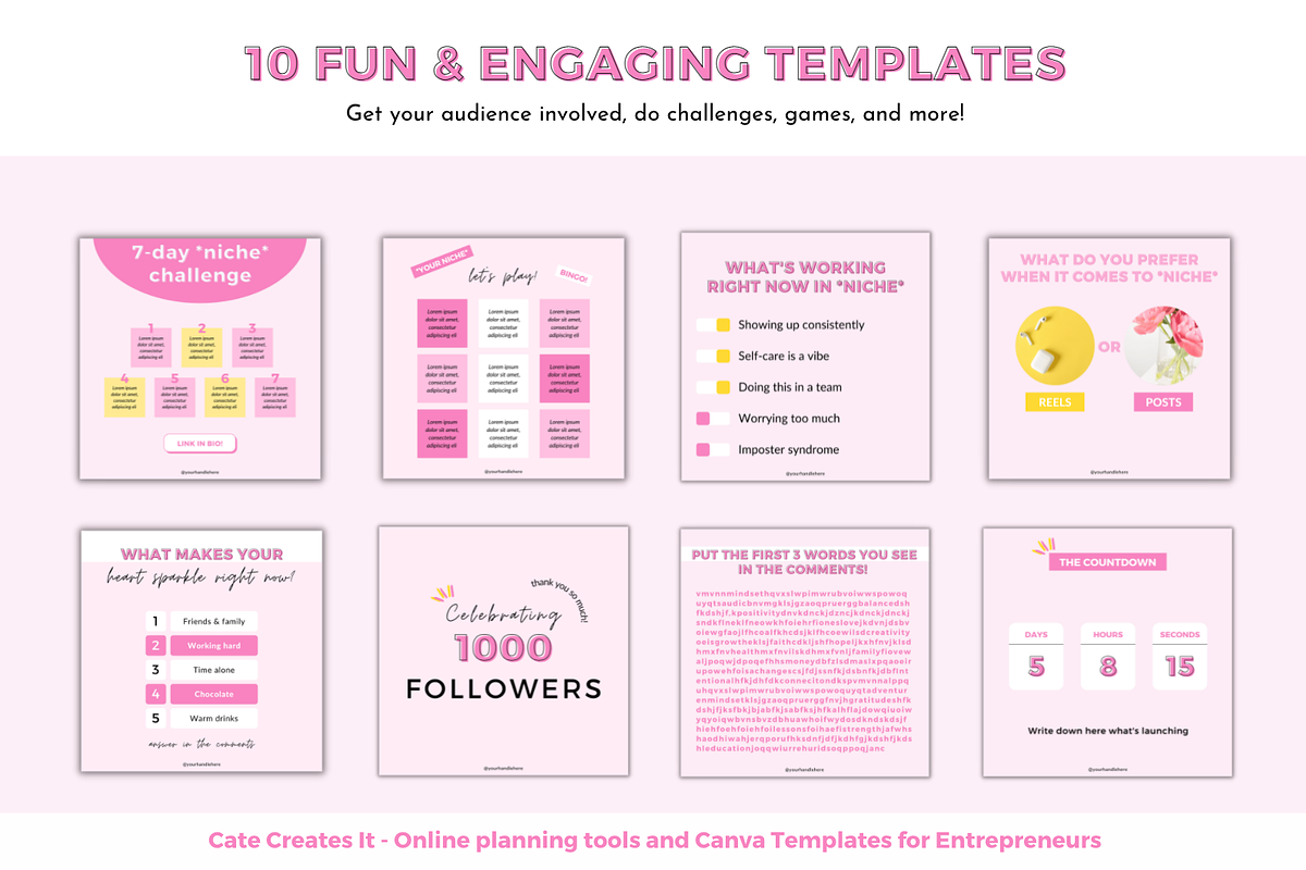 Instagram engagement templates Canva, a Social Media Template by Cate ...
