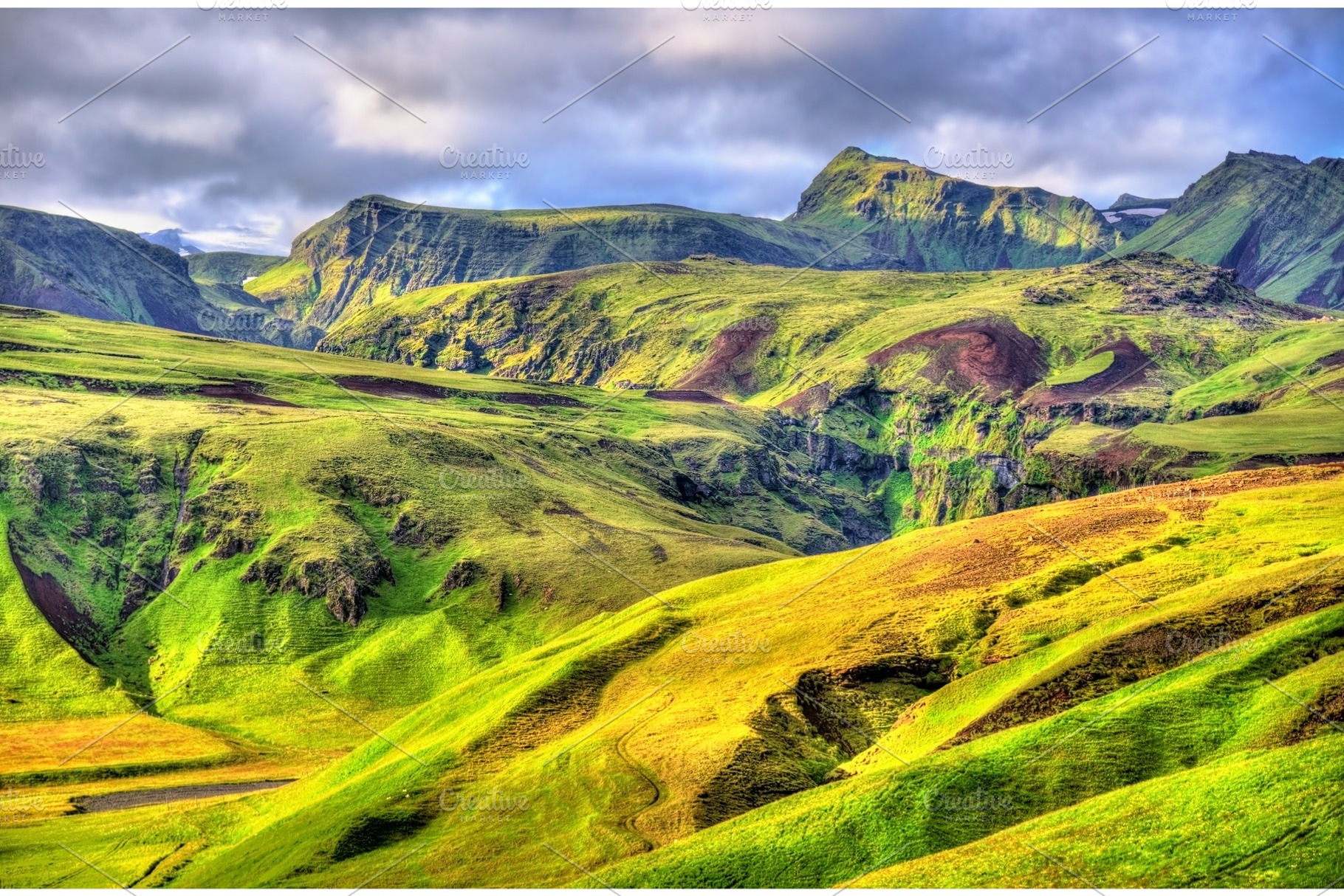 Mountains in south iceland featuring iceland, landscape, and hill, a Nature Photo by Leonid Andronov