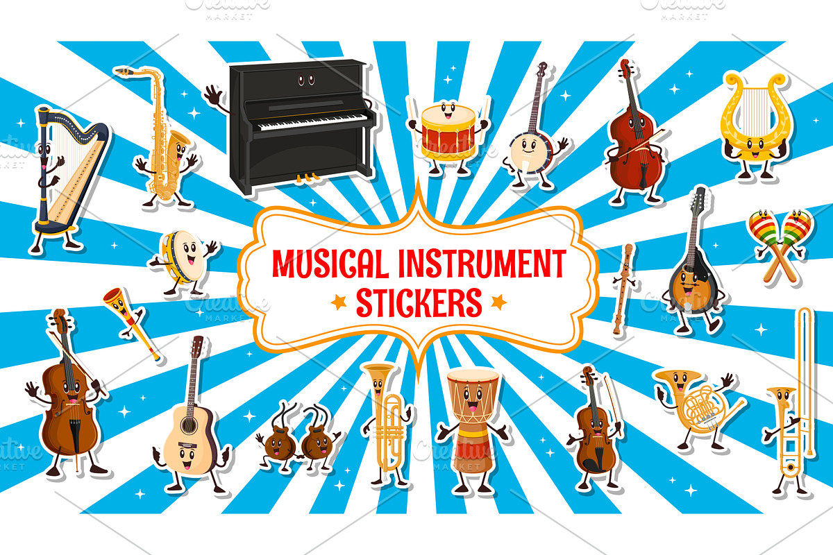 Musical instrument characters, an Object Illustration by Buch&Bee