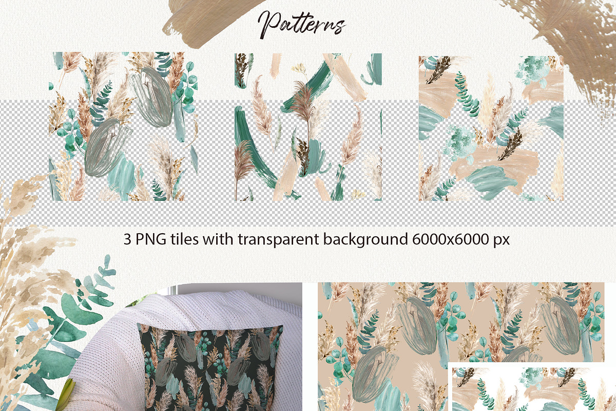 Pampas grass and greenery collection, a Decorative Illustration by TanyaOak (Photo 6 of 7)