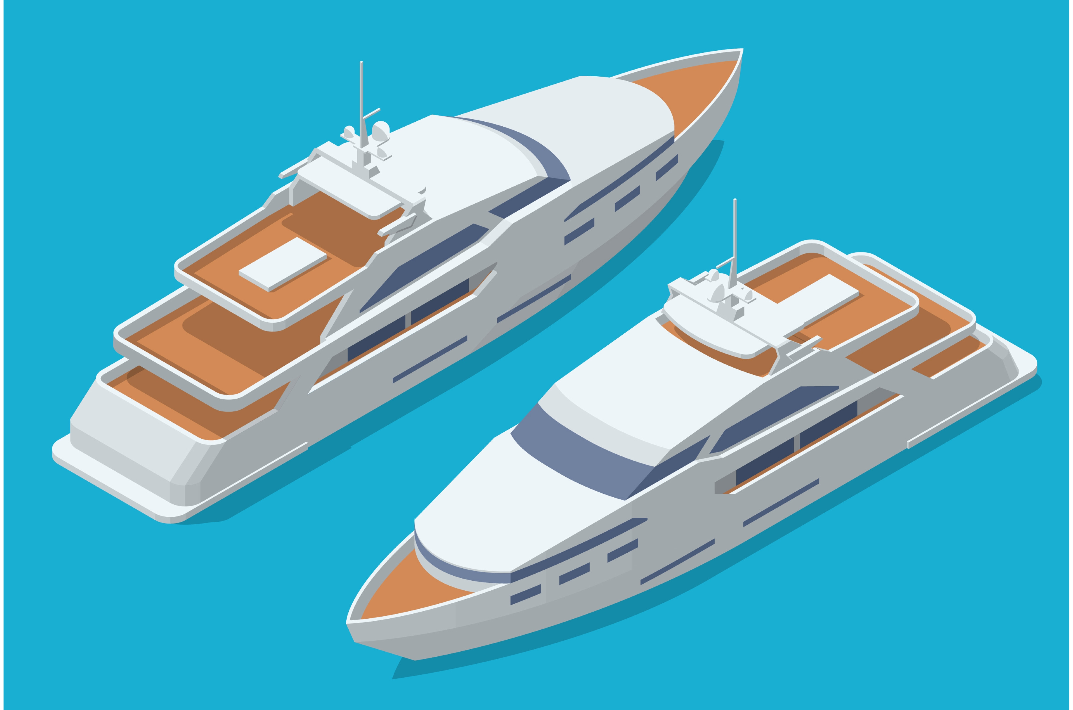 Two sleek, modern Isometric yachts, a Transportation Illustration by ...