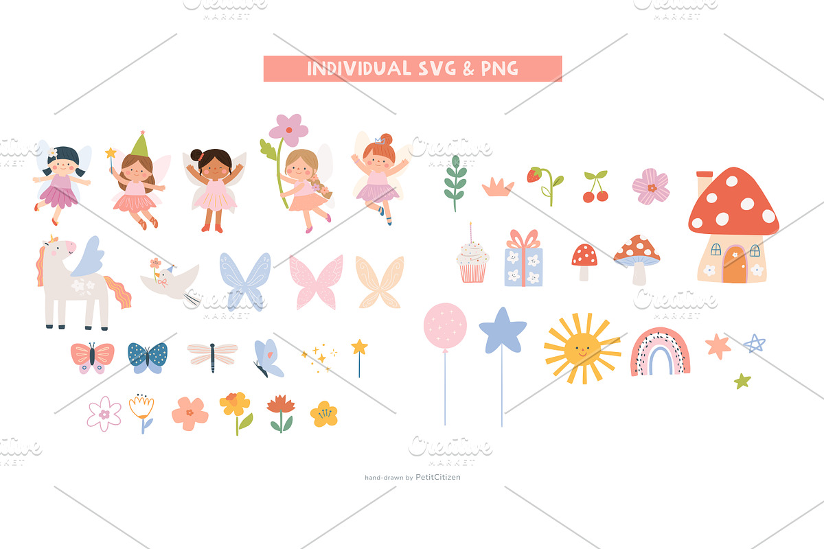 Pastel Fairy Birthday Clipart, a Person Illustration by Petit Citizen Design (Photo 2 of 7)