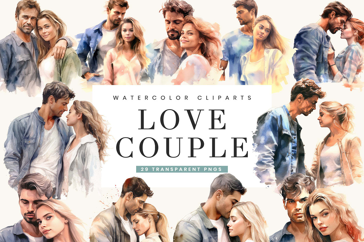 Watercolor Love Couple Clipart, a Person Illustration by BusyDaydesign
