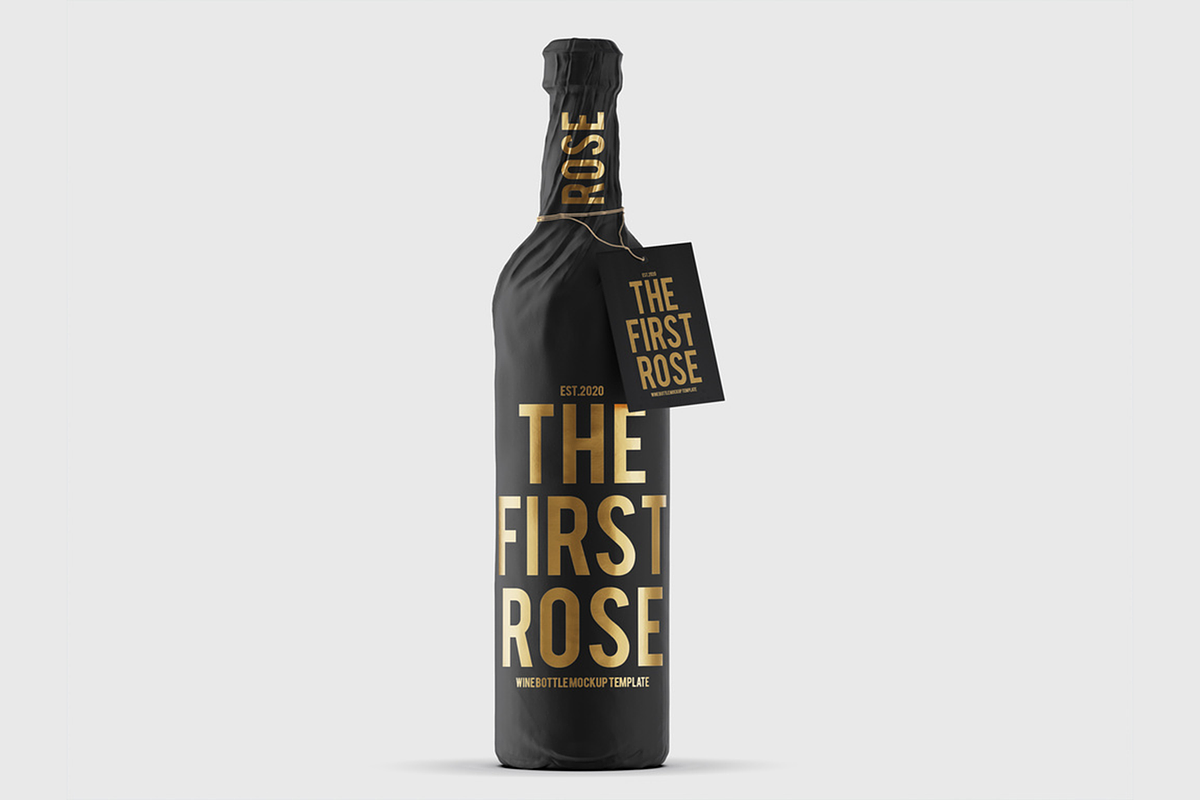 Winte Bottle Wrapped In Paper Mockup, a Product Mockup by Se٧enStudio