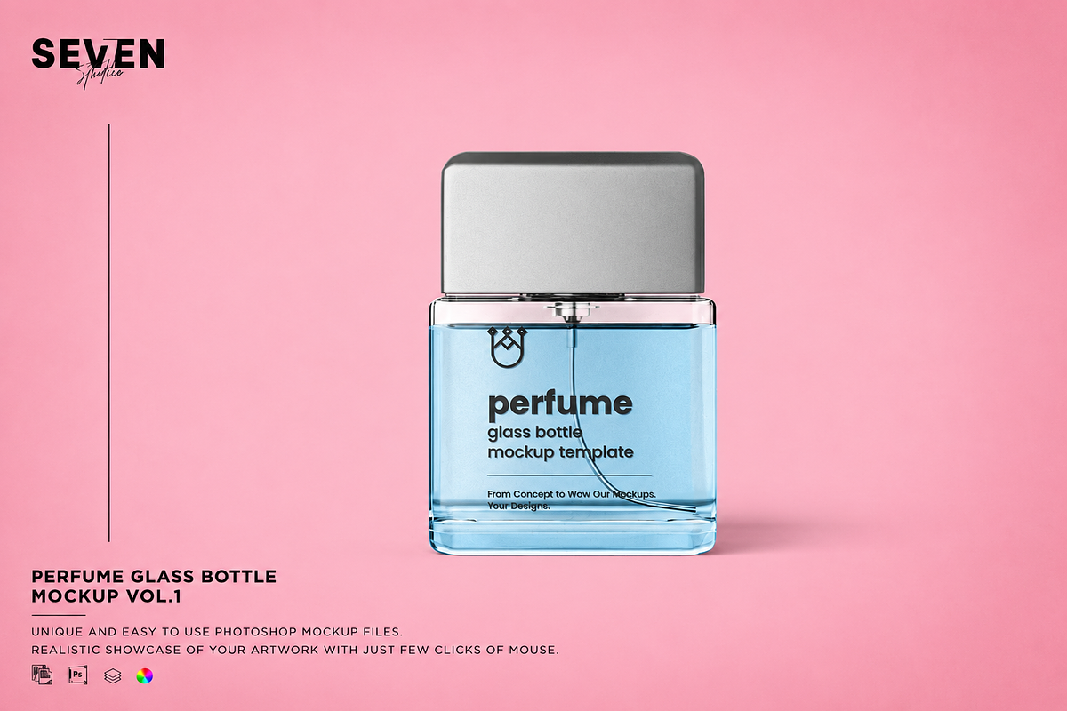 Perfume Glass Bottle Mockup, a Household Mockup by Se٧enStudio (Photo 1 of 2)
