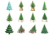 Watercolor Christmas Tree clipart, a Seasonal Illustration by fashionaddict (Thumbnail 2 of 7)