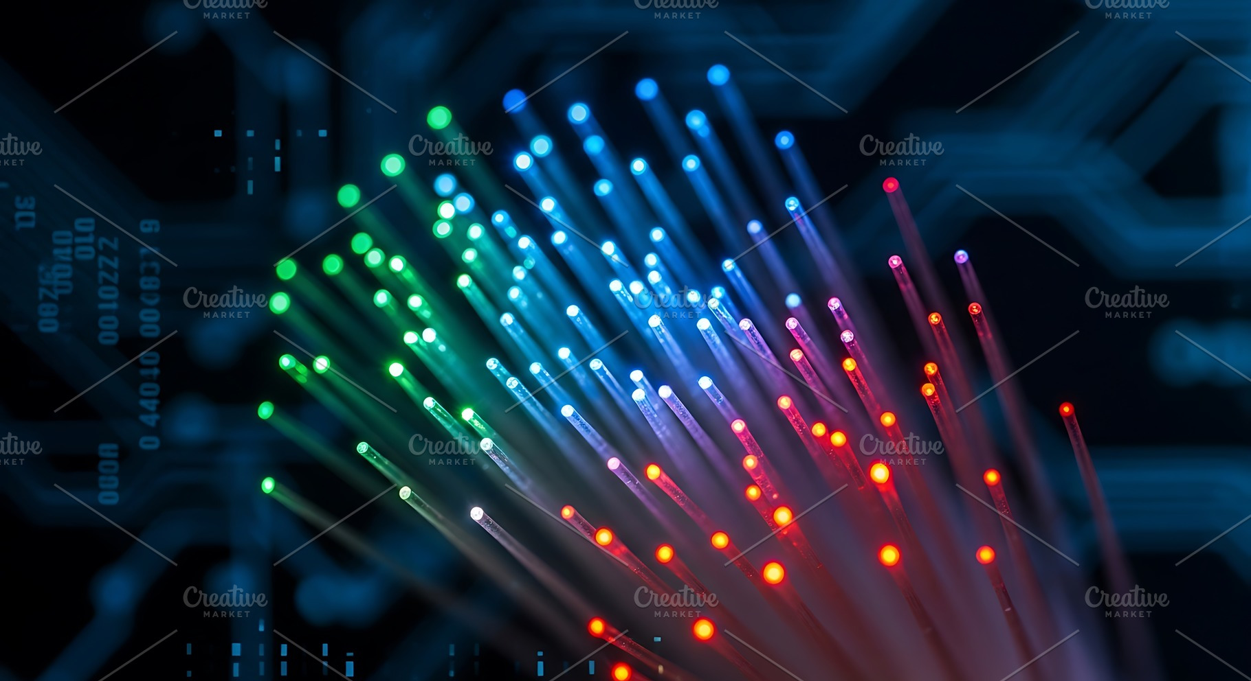 Vibrant Glowing Fiber Optic Cables, a Technology Photo by Artonix