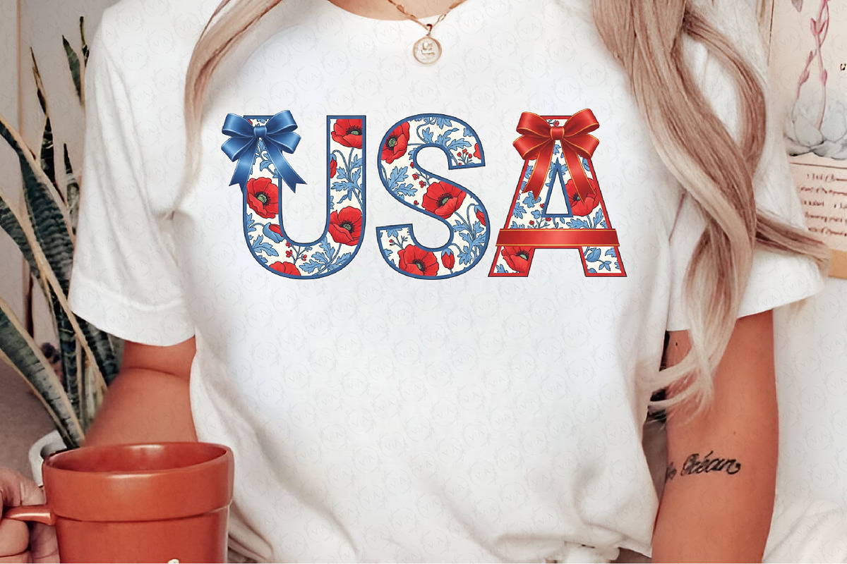 Floral Coquette USA PNG, an Illustration by Craft Nest (Photo 2 of 6)