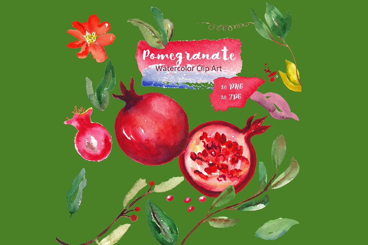 Pomegranate. Watercolor Clip art, a Graphic by LABFcreations (Photo 2 of 2)