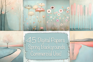 Pastel Spring Digital Papers Bundle