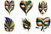 Watercolor Mardi Gras Mask Clipart, an Illustration by Black Bird Studio (Thumbnail 2 of 6)