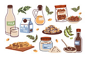 Soy products, healthy vegan food set, a Food Illustration by Good Studio (Thumbnail 3 of 3)