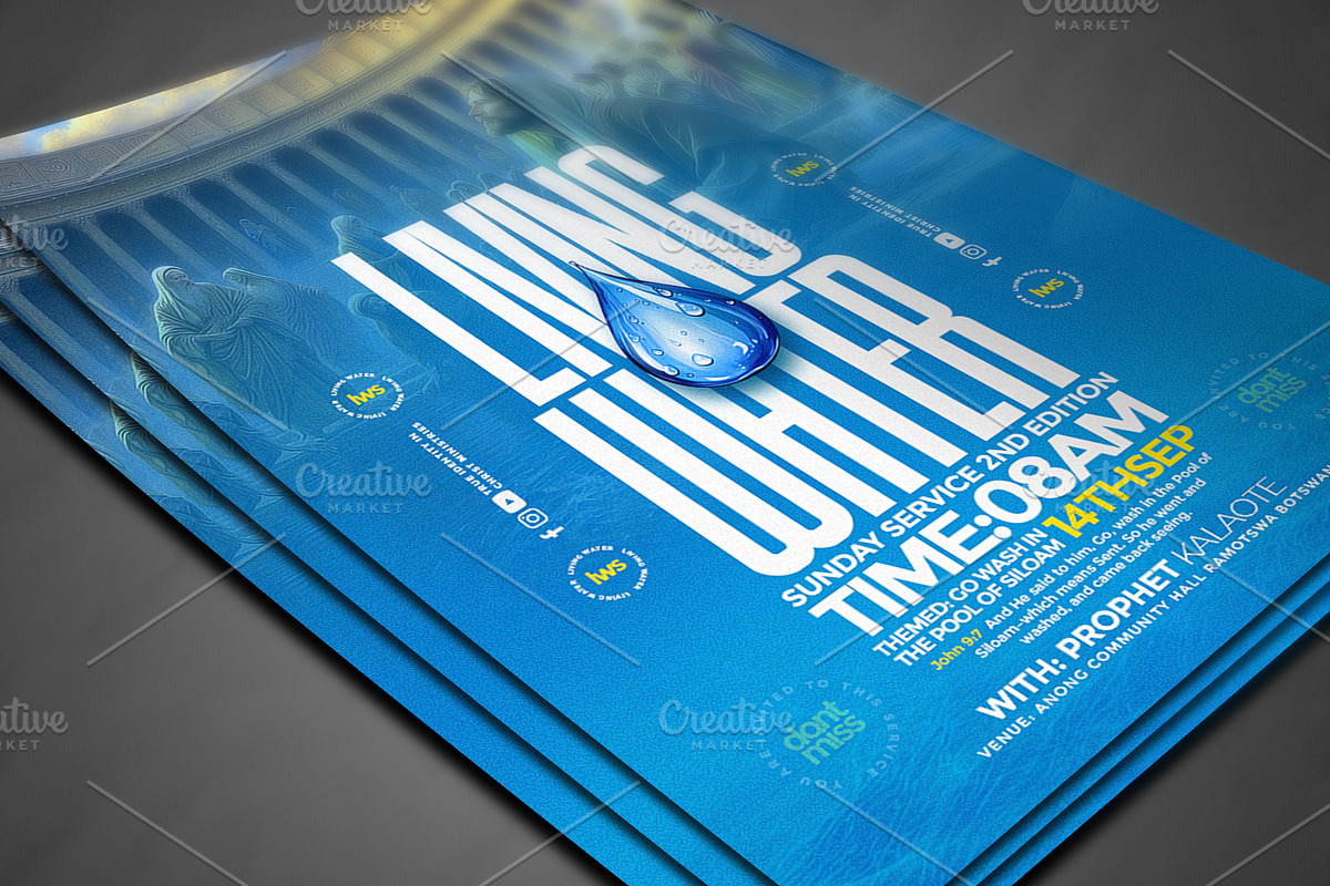Living Water Church Psd, a Social Media Template by church flyer templates (Photo 4 of 4)