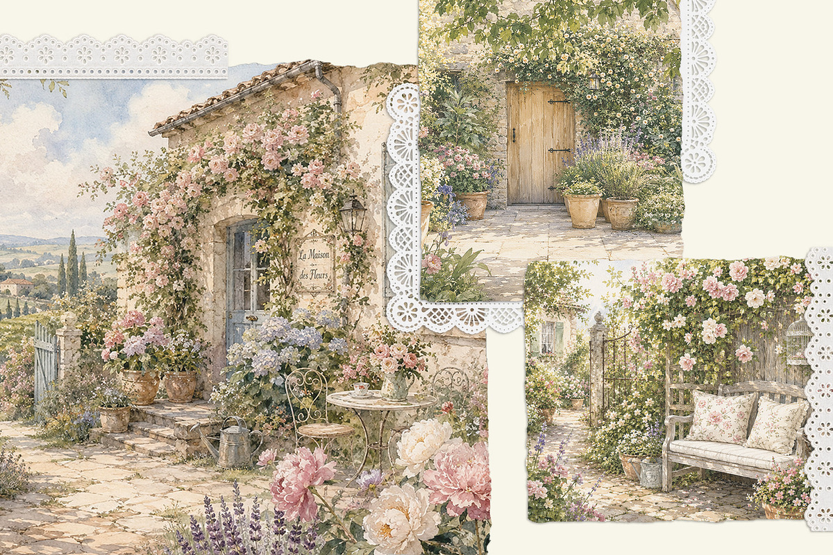 French Cottage Garden Watercolor Set, a Decorative Illustration by Euonia Meraki (Photo 12 of 18)