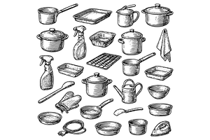 Cookware and Utensil Illustration, an Object Graphic by nikagraphic
